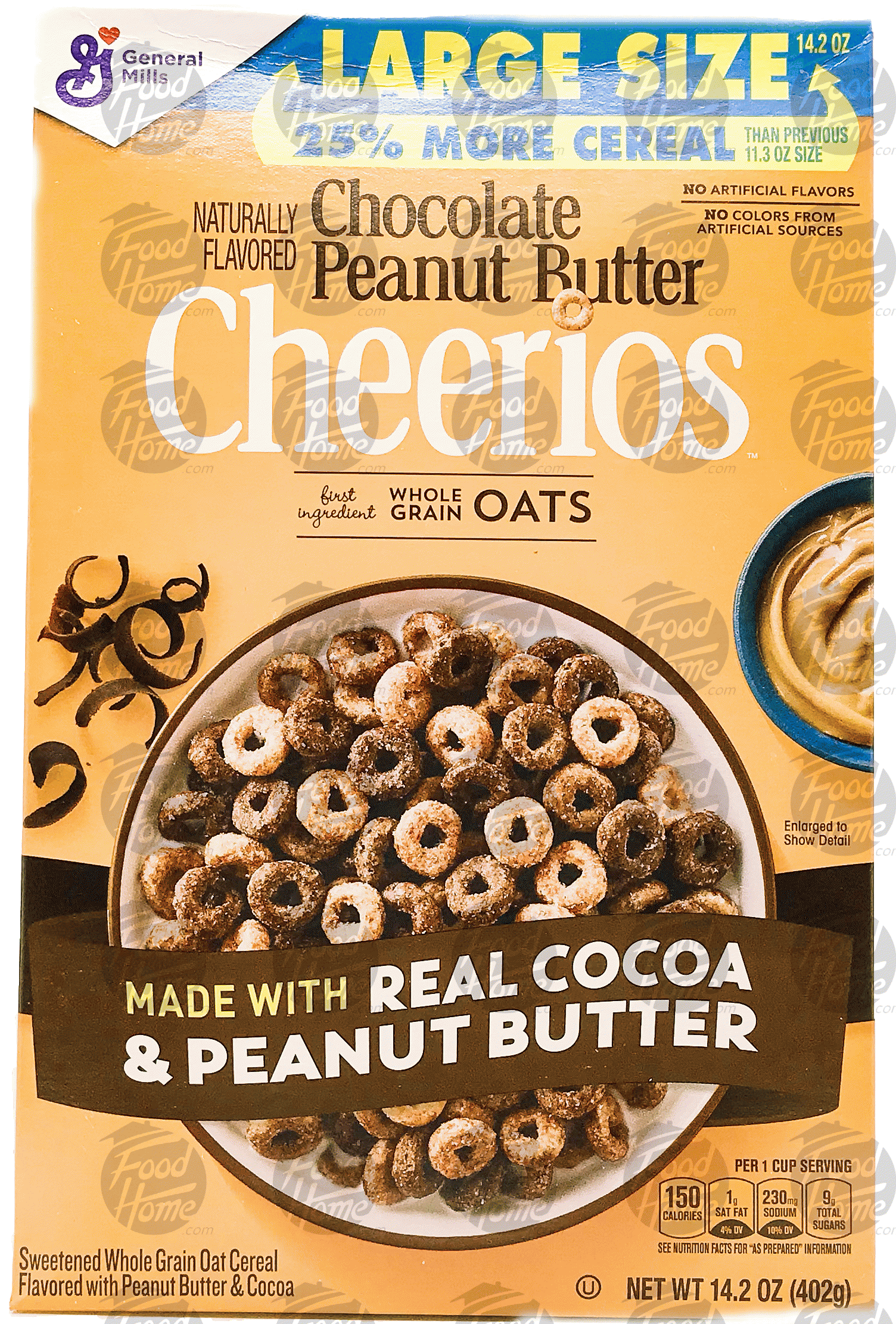 Cheerios Large Size sweetened whole grain oat cereal flavored with peanut butter & cocoa, box Full-Size Picture